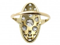 Art Deco 14ct Gold Oval Starburst Design Diamond Ring