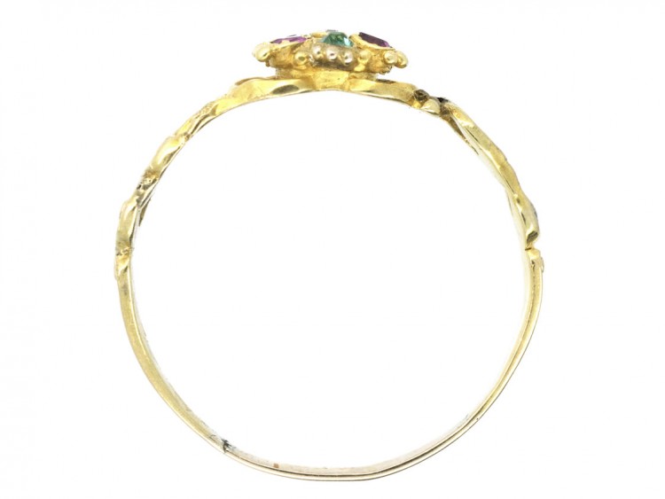 18ct Gold Late Georgian Gem Set Posy Ring