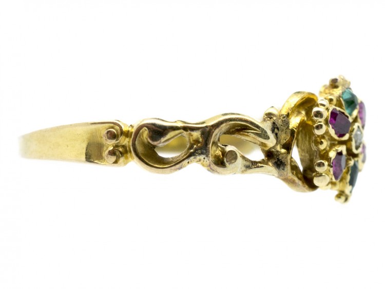 18ct Gold Late Georgian Gem Set Posy Ring