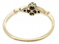 Art Deco Two Stone Diamond Ring with Diamond Twist Shoulders