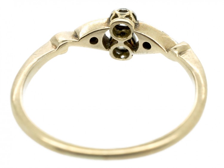 Art Deco Two Stone Diamond Ring with Diamond Twist Shoulders