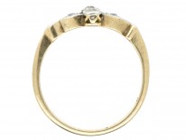 Art Deco Two Stone Diamond Ring with Diamond Twist Shoulders