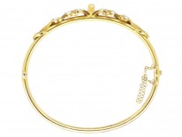 15ct Gold & Natural Split Pearl Victorian Bangle in Original Case