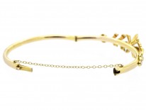 15ct Gold & Natural Split Pearl Victorian Bangle in Original Case
