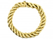 French 18ct Gold Wide Woven Curb Bracelet