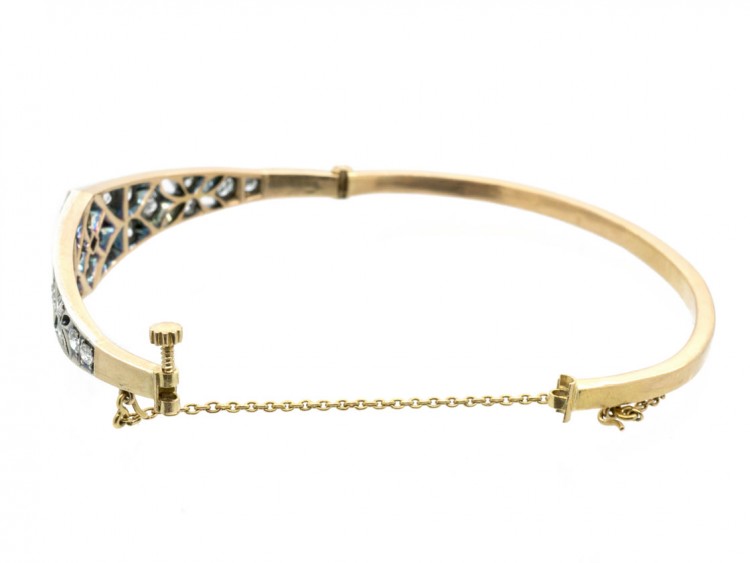 Edwardian 18ct Gold Diamond Bangle