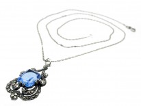 Art Deco Silver Blue Paste & Marcasite Pendant on a Silver Chain