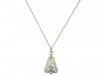 Art Deco Silver & Amethyst Pendant on Silver Chain