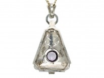 Art Deco Silver & Amethyst Pendant on Silver Chain
