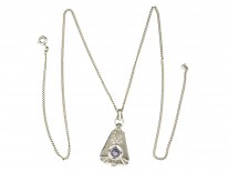 Art Deco Silver & Amethyst Pendant on Silver Chain