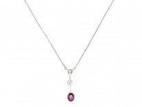 Art Deco Platinum Ruby & Diamond Pendant on Platinum Chain