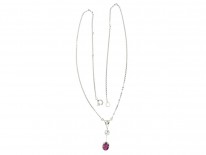 Art Deco Platinum Ruby & Diamond Pendant on Platinum Chain