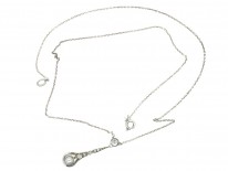Art Deco Silver, Paste & Cultured Pearl Pendant on Silver Chain