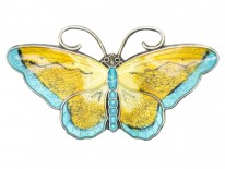 Silver, Yellow & Blue Enamel Butterfly Brooch