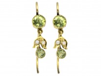 Edwardian Peridot & Natural Split Pearl Drop Earrings
