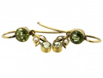 Edwardian Peridot & Natural Split Pearl Drop Earrings
