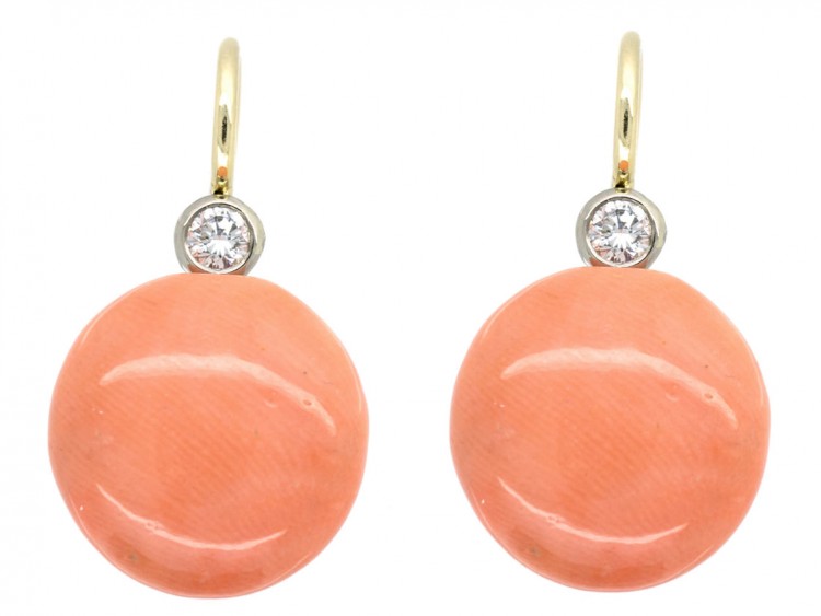 Coral & Diamond Earrings