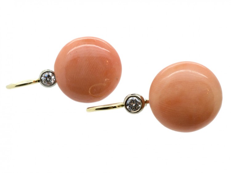 Coral & Diamond Earrings