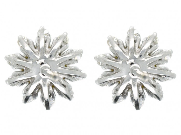 18ct White Gold Pearl & Diamond Cluster Earrings