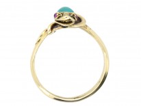 Victorian 18ct Gold Snake Ring set with a Turquoise & Ruby Eyes