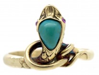 Victorian 18ct Gold Snake Ring set with a Turquoise & Ruby Eyes