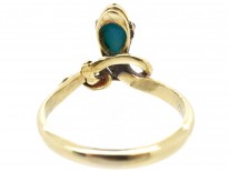 Victorian 18ct Gold Snake Ring set with a Turquoise & Ruby Eyes