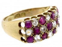 Victorian 18ct Gold Ruby & Diamond Chequerboard Ring