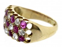 Victorian 18ct Gold Ruby & Diamond Chequerboard Ring