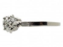 18ct White Gold & Diamond Solitaire Ring with Diamond Flower Shoulders