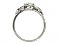 18ct White Gold & Diamond Solitaire Ring with Diamond Flower Shoulders