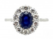 Platinum Sapphire & Diamond Cluster Ring