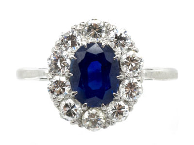 Platinum Sapphire & Diamond Cluster Ring