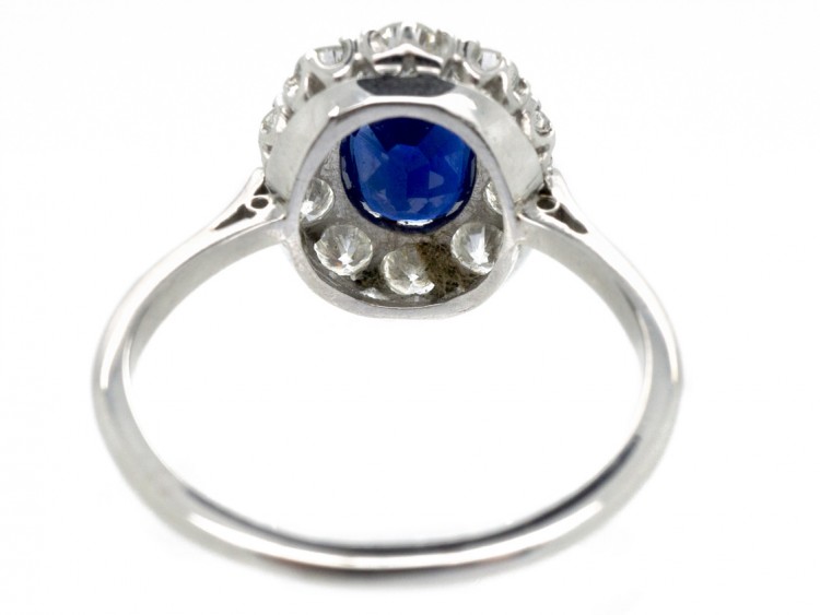Platinum Sapphire & Diamond Cluster Ring