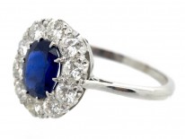 Platinum Sapphire & Diamond Cluster Ring