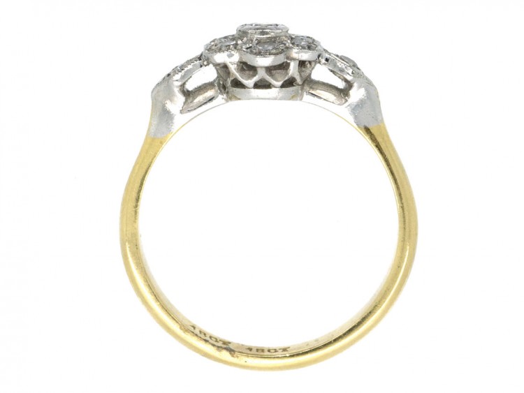 Edwardian Diamond Cluster Ring with Diamond Shoulders