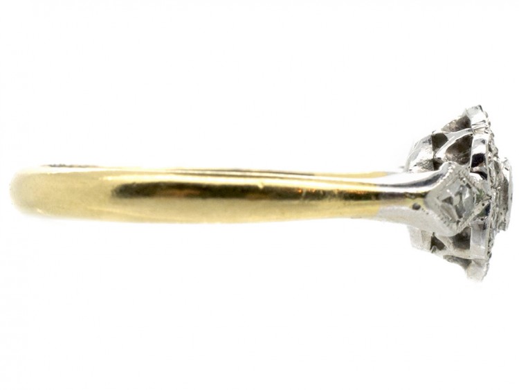 Edwardian Diamond Cluster Ring with Diamond Shoulders