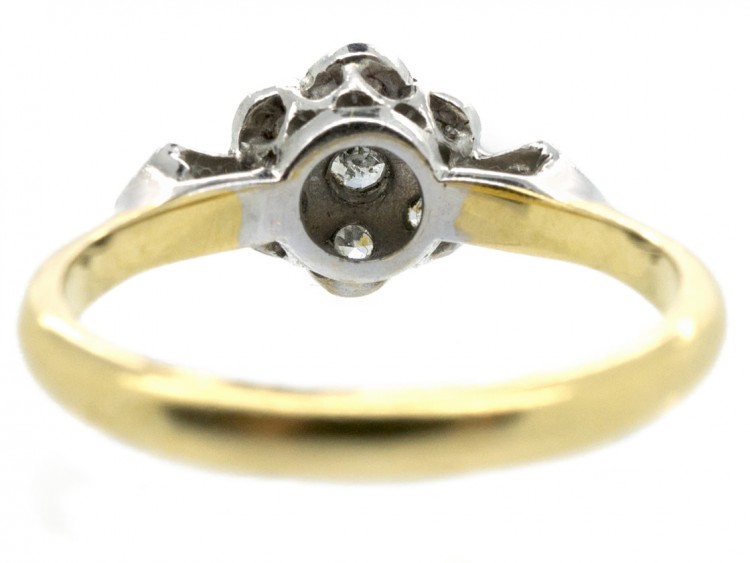 Edwardian Diamond Cluster Ring with Diamond Shoulders