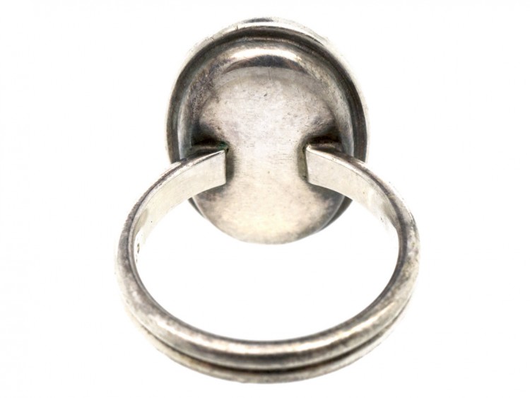 1950s Oval Coral & Silver Ring