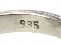 1950s Oval Coral & Silver Ring