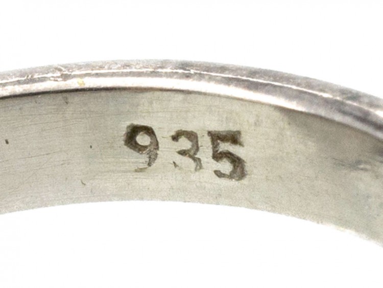 1950s Oval Coral & Silver Ring