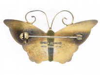 Silver & Red Enamel Butterfly Brooch by David Andersen