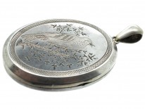 Victorian Silver Locket with Engraved Song Bird