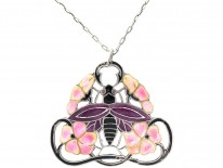 Silver & Enamel Bee Design Pendant on Chain