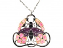 Silver & Enamel Bee Design Pendant on Chain