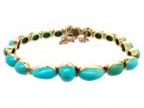 Edwardian 15ct Gold Turquoise Line Bracelet