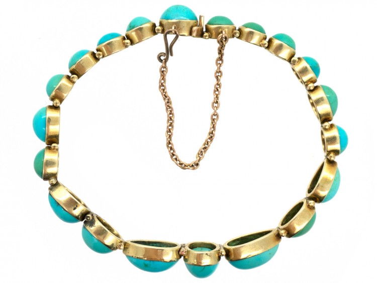 Edwardian 15ct Gold Turquoise Line Bracelet