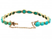 Edwardian 15ct Gold Turquoise Line Bracelet