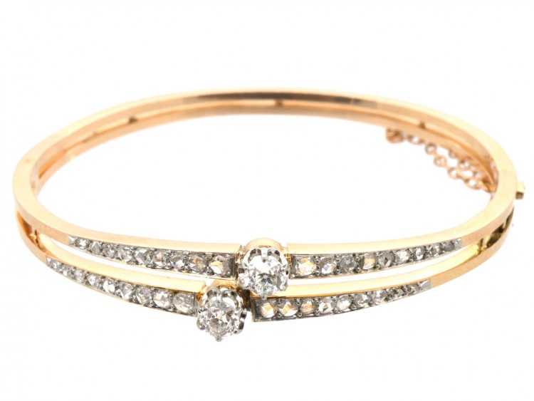 French Two Row Diamond Bangle