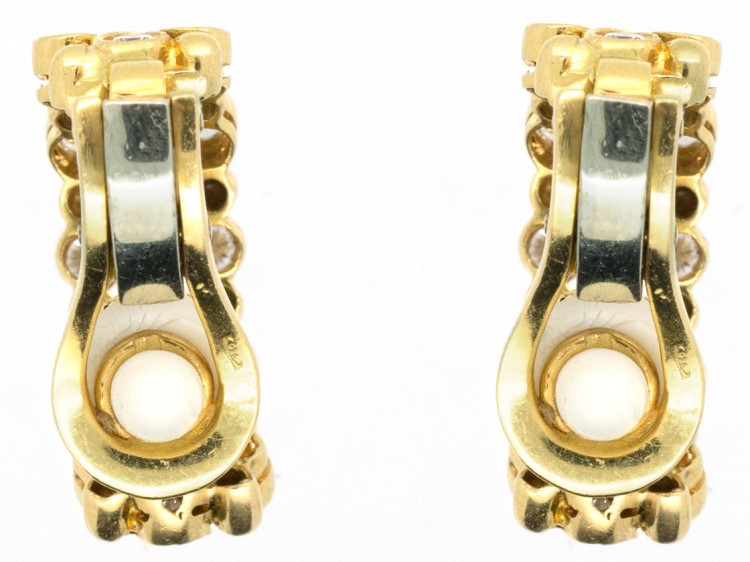 High Carat Gold Diamond Hoop Clip On Earrings