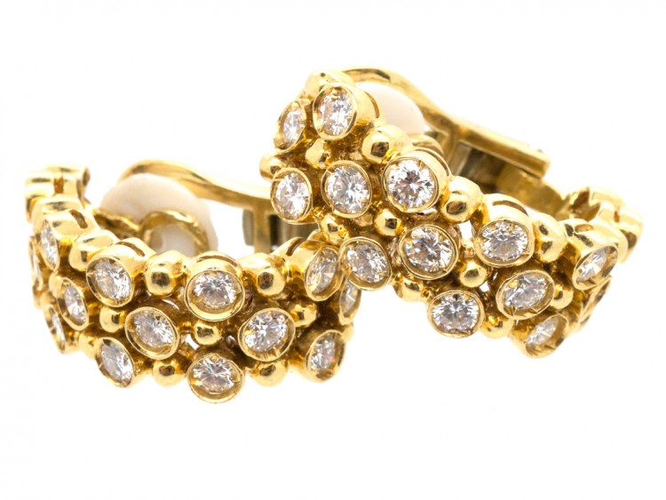 High Carat Gold Diamond Hoop Clip On Earrings